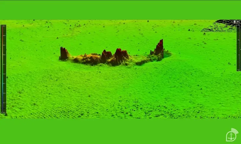 صورة بواسطة السونار تظهر حطام سفينة "فيتال دي أوليفيرا" تحت مياه ريو دي جانيرو، مؤكدة موقعها بعد أكثر من 80 عاماً من غرقها.