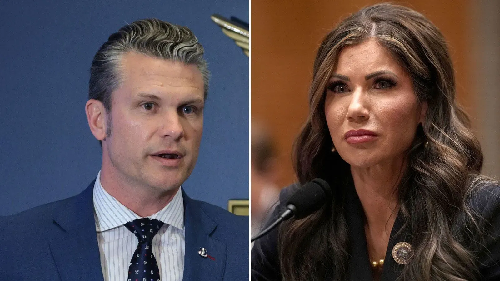 وزير الدفاع بيت هيجسيث ووزيرة الأمن الداخلي كريستي نويم يتحدثان عن الأوضاع على الحدود الجنوبية وتأثير قانون التمرد.