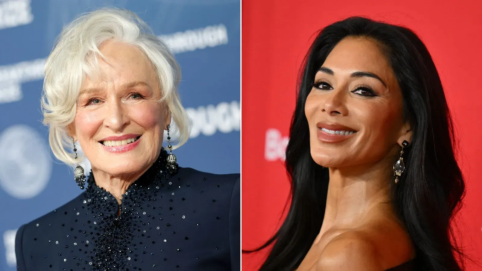 صورة تظهر جلين كلوز ونيكول شيرزينغر مبتسمتين في حدث بعد عرض مسرحية "Sunset Blvd."، حيث تعبر كلوز عن إعجابها بأداء شيرزينغر.