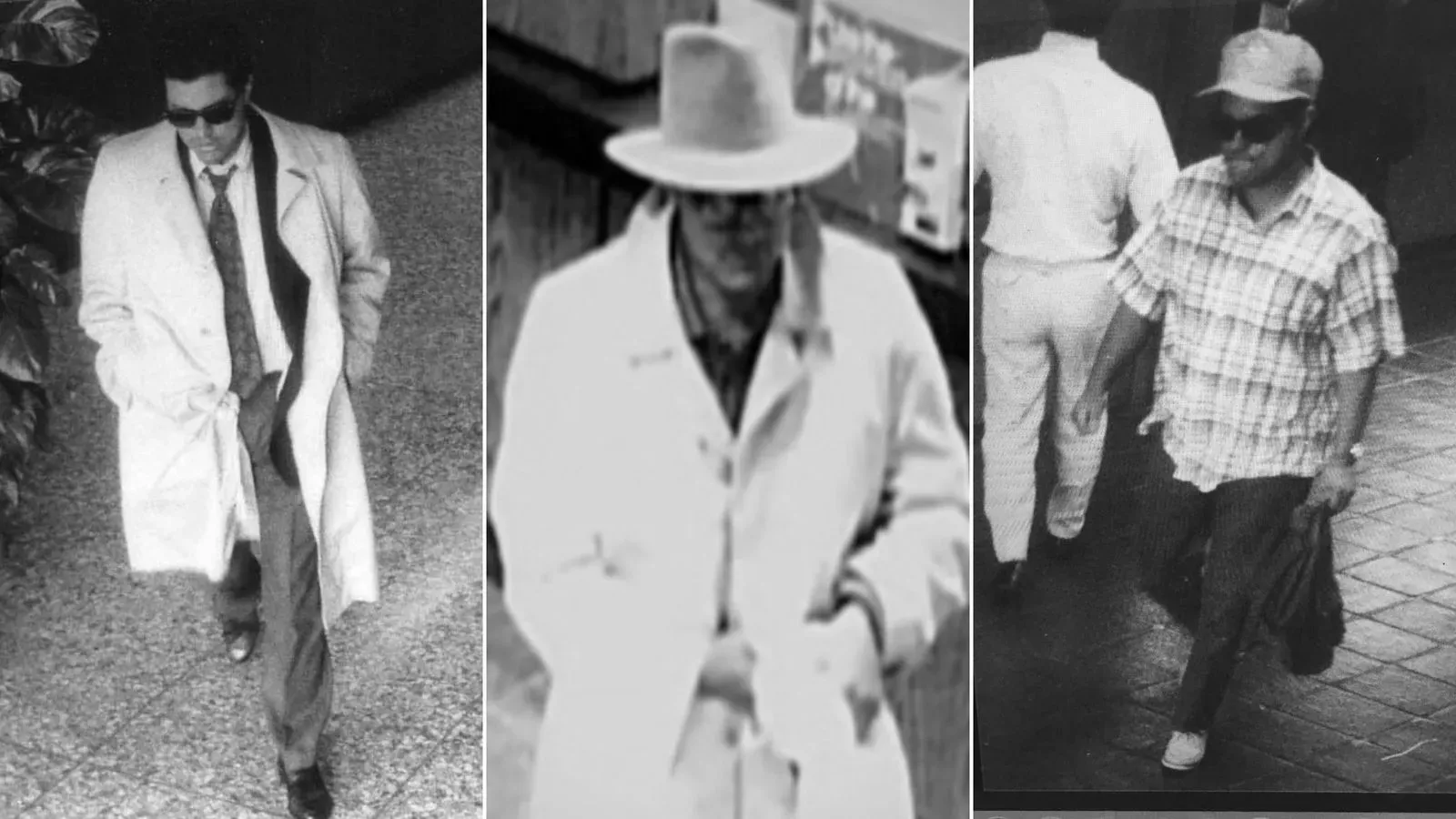 جو لويا يرتدي ملابس مختلفة في ثلاثة مشاهد؛ قبعة فيدورا ومعطف أبيض في أحدها، بينما يظهر في مشهد آخر بقبعة بيسبول ونظارات شمسية.