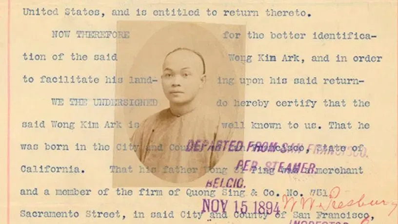 صورة تاريخية لوونغ كيم آرك، الذي ولد في الولايات المتحدة وكان موضوعًا لقضية مهمة حول حق المواطنة بالميلاد.