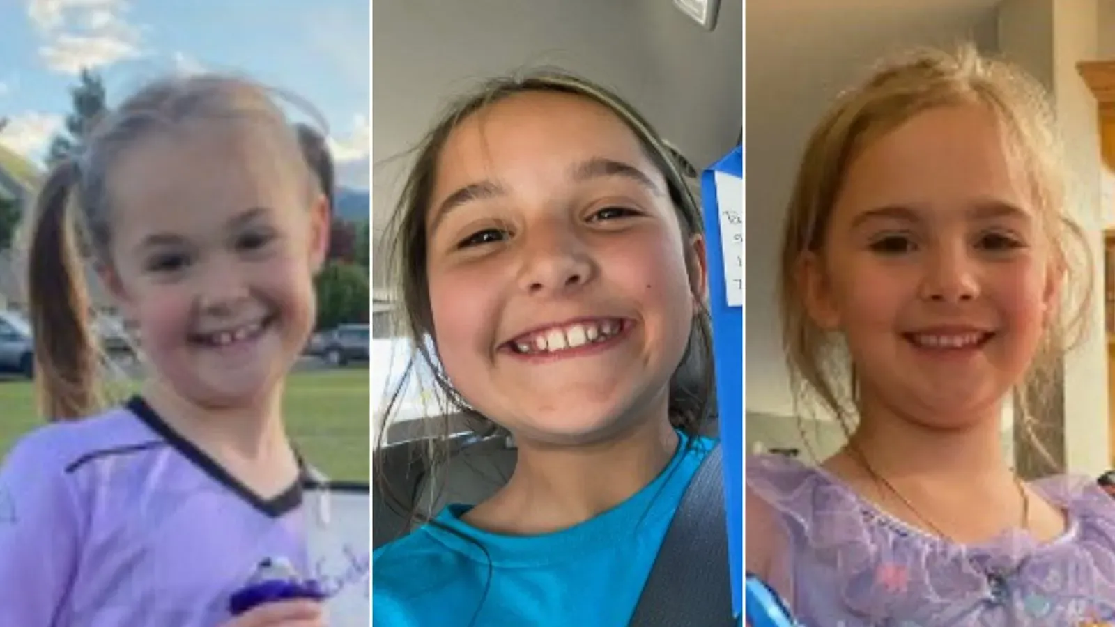 صور ثلاث شقيقات صغيرات مبتسمات، يعكسن لحظات سعيدة قبل وقوع الأحداث المأساوية. الصورة توضح براءتهن وتعلقهن بالحياة.