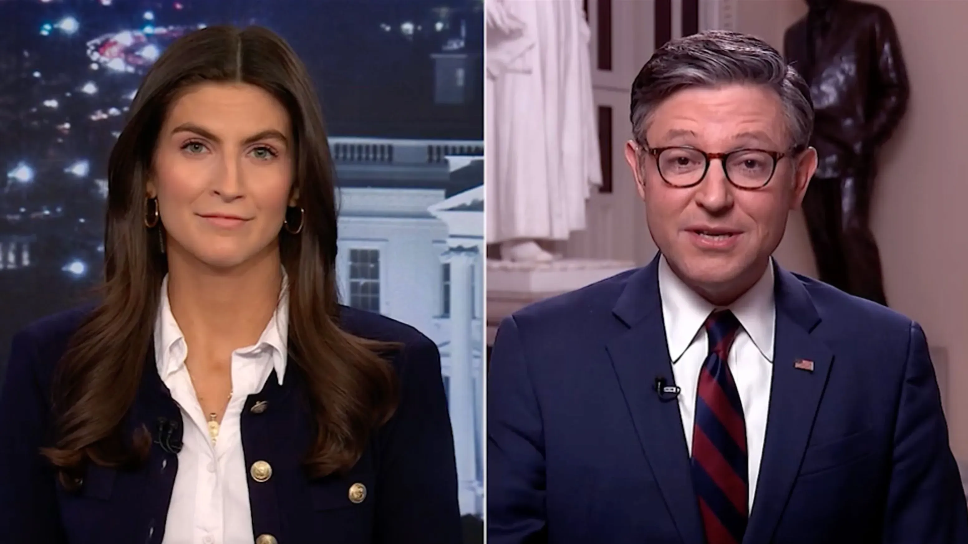 رئيس مجلس النواب مايك جونسون يتحدث مع مراسلة CNN كايتلان كولينز حول التزام الجمهوريين بعدم تقليص برامج الضمان الاجتماعي والرعاية الصحية.