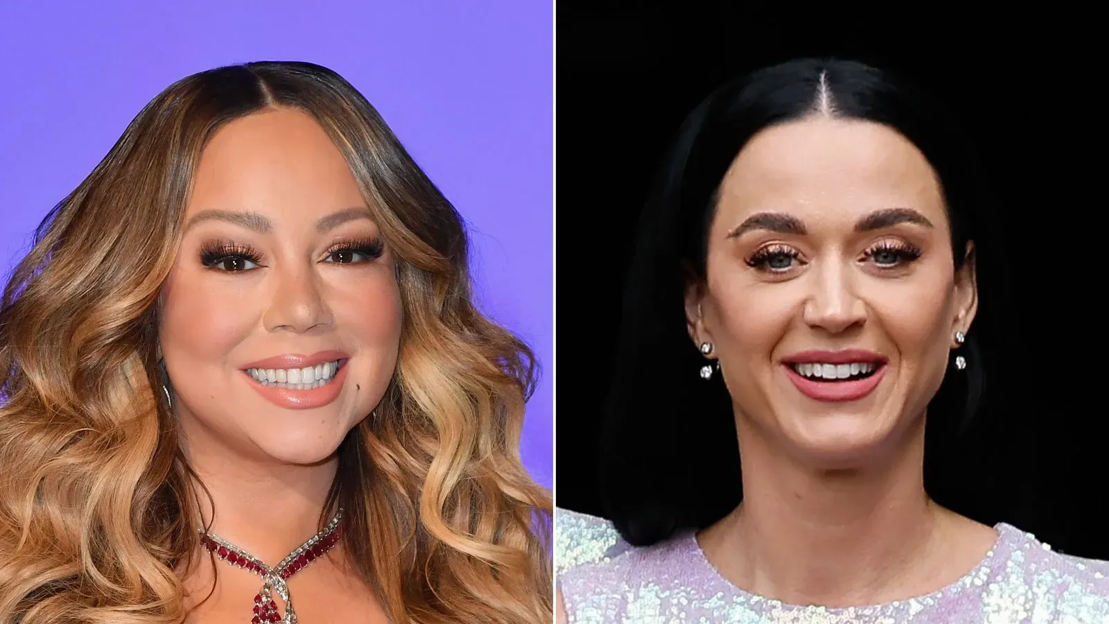 ماريا كاري تبتسم في مقابلة، بينما تتحدث عن كاتي بيري ورحلتها إلى الفضاء، معبرة عن إعجابها بإنجازاتها.