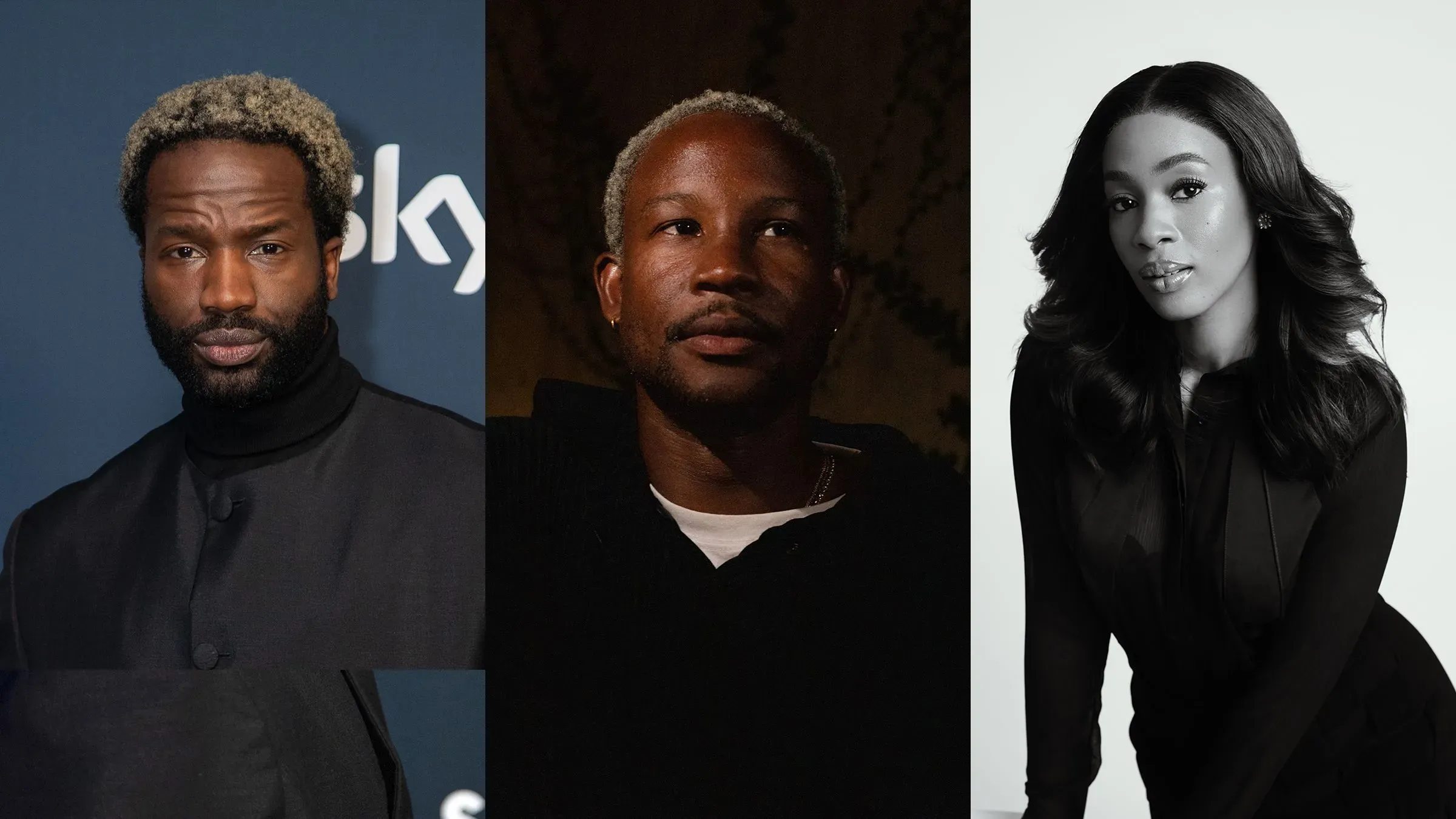 ثلاثة ممثلين نيجيريين بارزين، يظهرون في صورة جماعية، يمثلون السينما النيجيرية في مهرجان كان السينمائي.