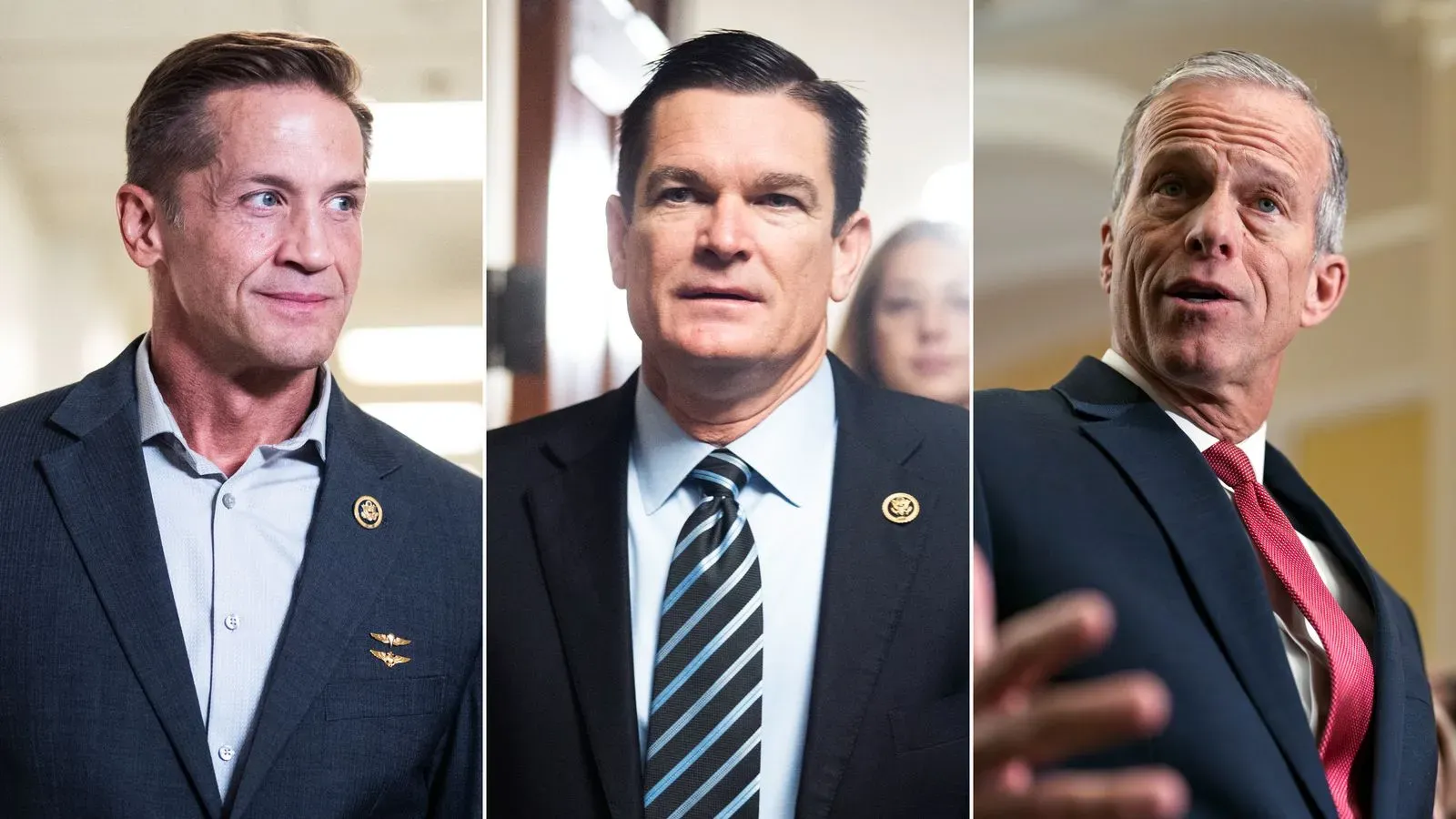 اجتماع ثلاثة نواب جمهوريين في الكونغرس، حيث يتحدثون عن تخفيضات الحكومة الفيدرالية وضرورة التعاطف مع الموظفين الفيدراليين.