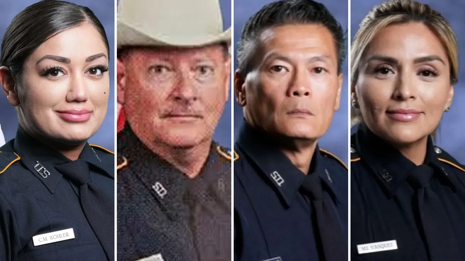 صور لأربعة ضباط في مكتب شريف مقاطعة هاريس، بينهم الضابطة كريستينا كولر، الذين تأثروا بحالات انتحار في القسم.
