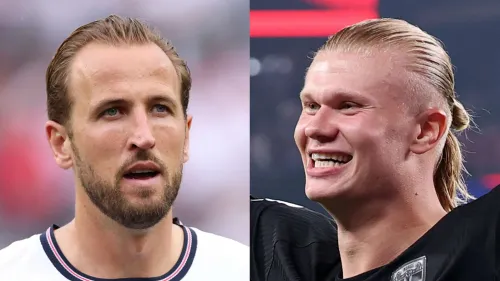 صورة تجمع بين هاري كين لاعب إنجلترا وجيرارد هولاند لاعب النرويج قبل مواجهة ربع نهائي كأس العالم 2026.