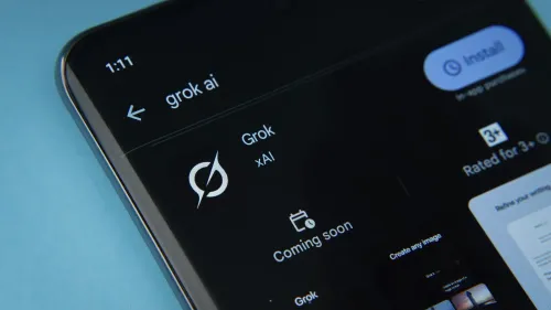 واجهة تطبيق Grok، تعرض شعار Grok xAI مع خيارات تثبيت وتفاصيل أخرى، تعكس التوجهات الحديثة في الذكاء الاصطناعي.