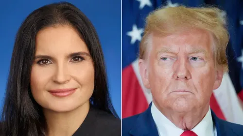 صورة للقاضية أيلين كانون ورجل الأعمال دونالد ترامب، مع خلفية تحمل الألوان الوطنية، تشير إلى سياق قضية الوثائق السرية.