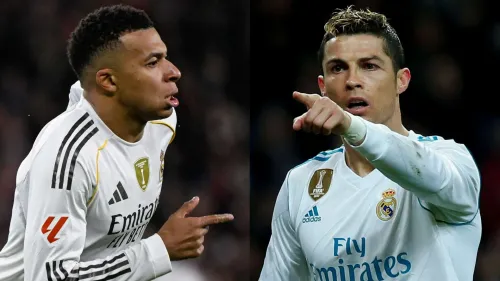 كيليان مبابي وكريستيانو رونالدو في قميص ريال مدريد، يعكسان مستقبل النادي في التعاقدات والتحديات التكتيكية.