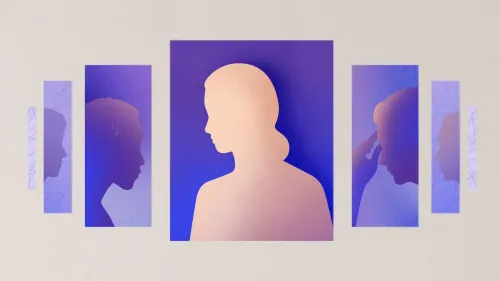 صورة توضح ظلال نساء تعبر عن مشاعر مختلفة، تمثل التحديات المرتبطة بسن اليأس وتأثيره على الصحة الجسدية والعاطفية.