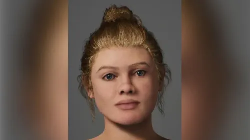 وجه امرأة بيتشي هيد، تظهر بشعر أشقر وعيون زرقاء، تمثل اكتشافات جديدة حول أصولها الجينية في جنوب إنجلترا.