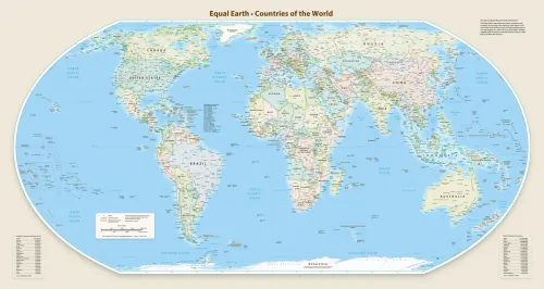 خريطة Equal Earth تظهر حجم الدول بشكل أكثر دقة، مع إبراز الحجم الحقيقي لأفريقيا مقارنة بغرينلاند، في إطار تصحيح التشوهات الجغرافية التاريخية.