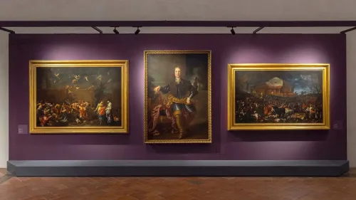 لوحة زيتية لأمير توسكانا فرديناندو دي ميديتشي، تعرضت للتلف أثناء زيارة أحد الزوار لمعرض أوفيزي في فلورنسا.