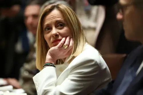 رئيسة الوزراء الإيطالية جيورجيا ميلوني، أثناء حديثها في الأمم المتحدة، تعبر عن موقفها من دعم الأسطول المتجه إلى غزة.