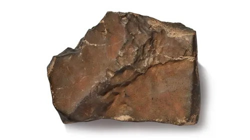 نيزك NWA 16788، أكبر قطعة معروفة من المريخ، يظهر بلونه الأحمر المميز، ويُتوقع أن يصل سعره إلى 4 ملايين دولار في المزاد.