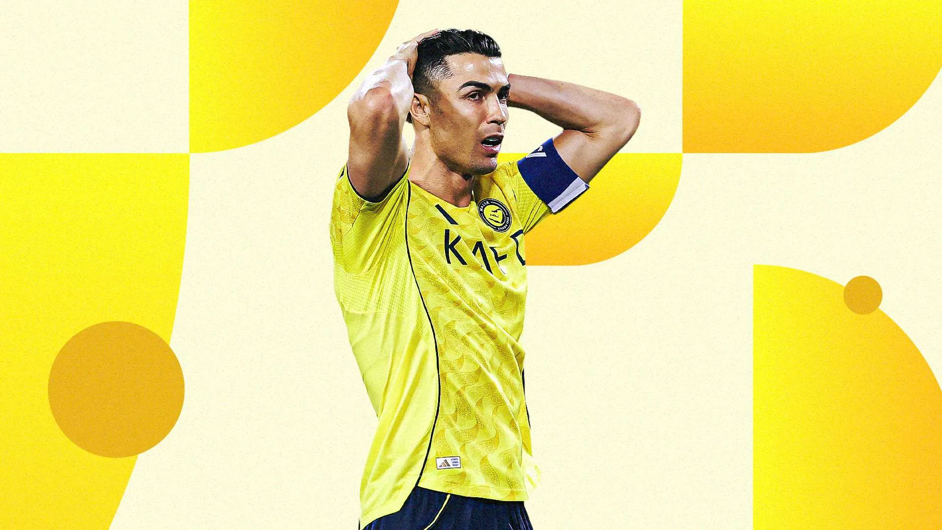 كريستيانو رونالدو بزي نادي النصر السعودي يظهر بقلق، مع أزمة مالية تهدد مستقبل المشروع الرياضي للنادي.