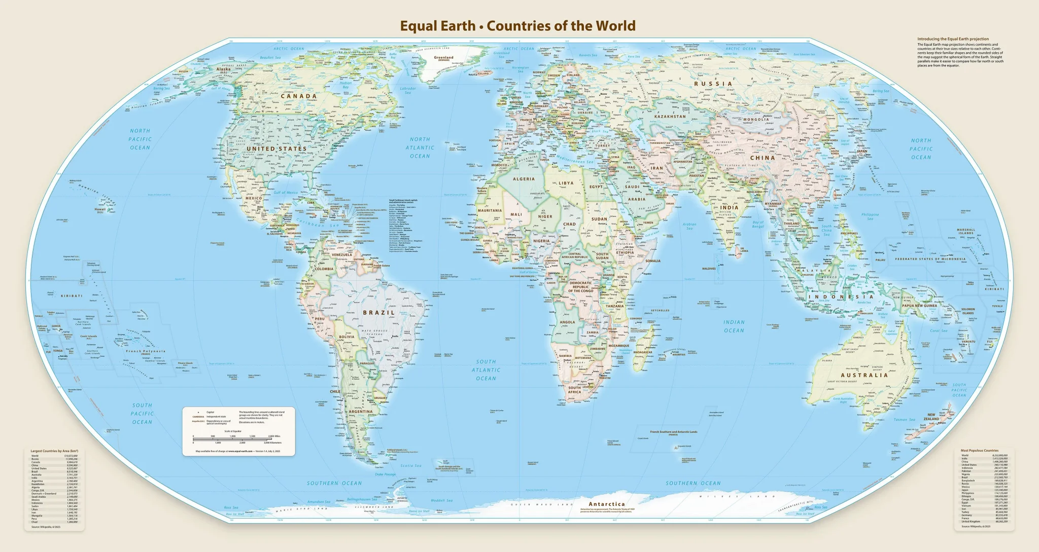 خريطة Equal Earth تظهر حجم الدول بشكل أكثر دقة، مع إبراز الحجم الحقيقي لأفريقيا مقارنة بغرينلاند، في إطار تصحيح التشوهات الجغرافية التاريخية.