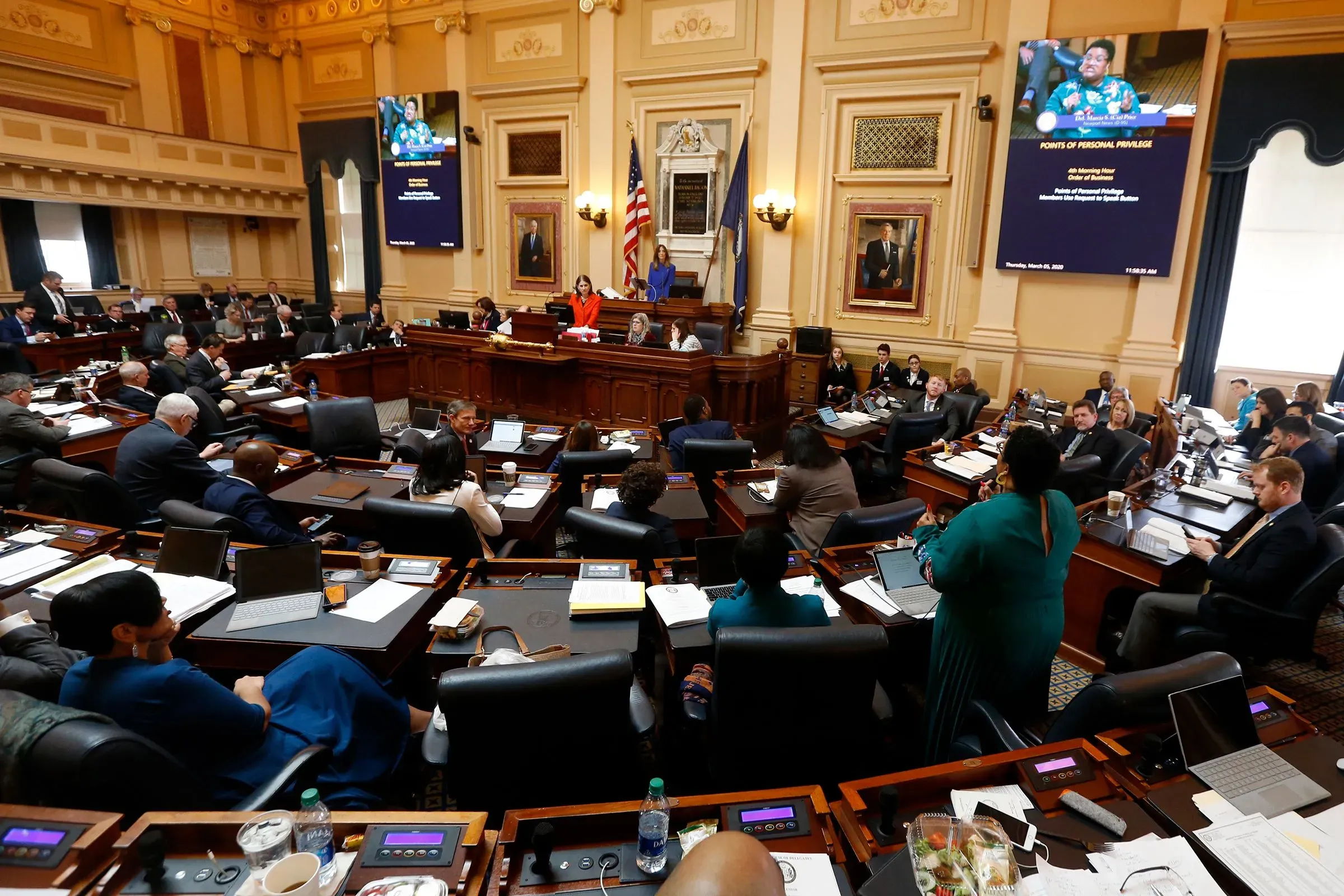 اجتماع لمجلس شيوخ ولاية فرجينيا، حيث يناقش الأعضاء مقترحات إعادة تقسيم الدوائر الانتخابية قبل انتخابات التجديد النصفي.