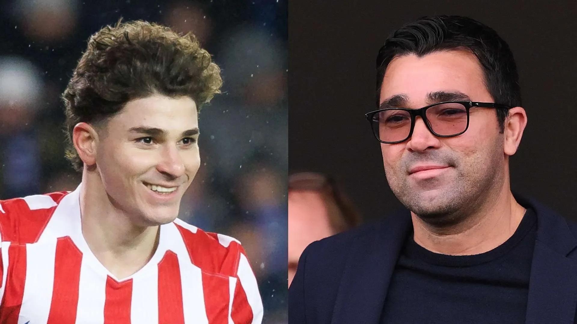 جوليان ألفاريز لاعب أتلتيكو مدريد وديكو المدير الرياضي لبرشلونة في سياق أزمة انتقال اللاعب الصيفية 2023.